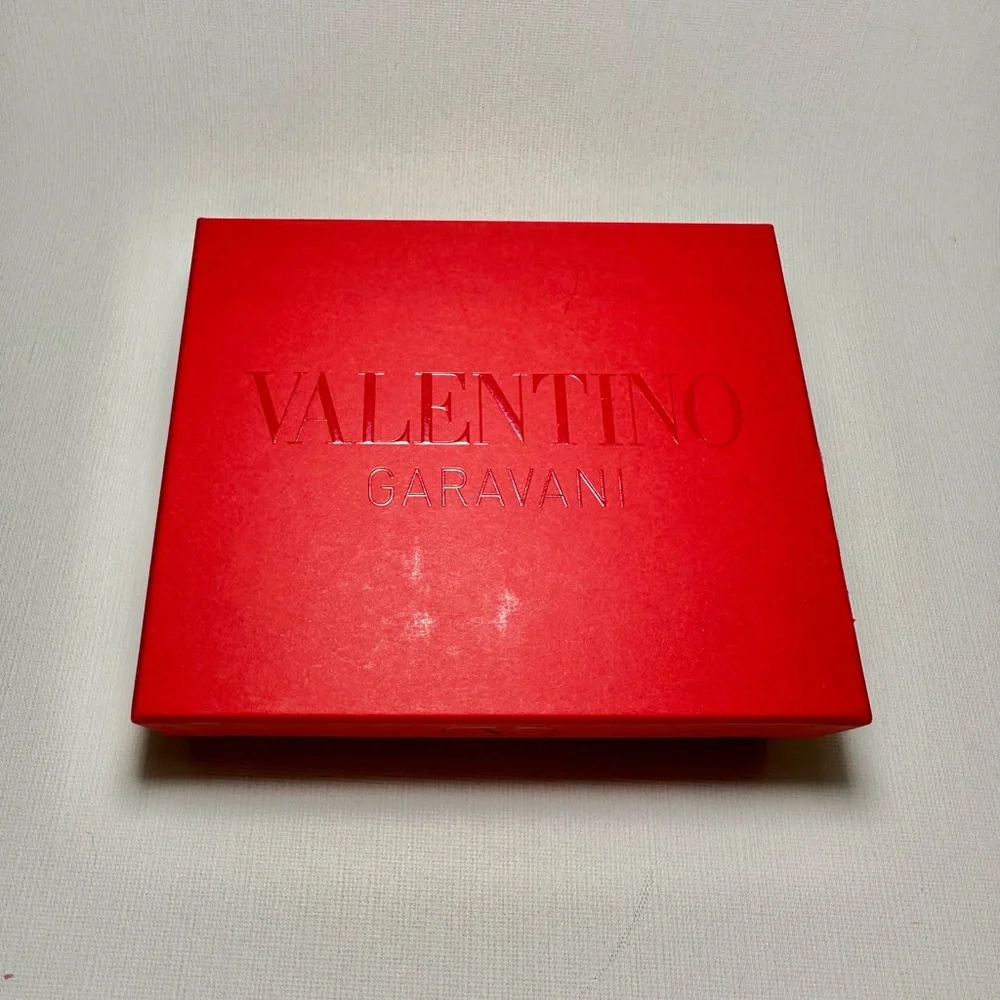VALENTINO GARAVANI Men's V-logo Leather Card Case in Blue Royal
